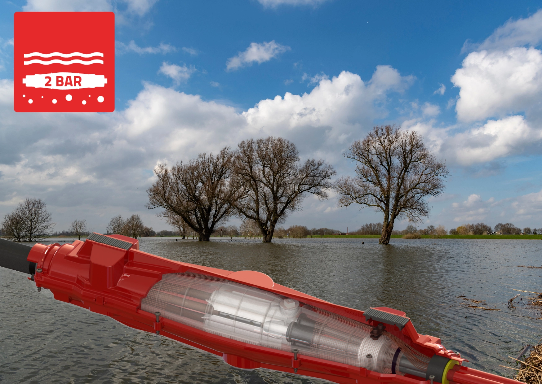 Lovink kabelmof bij hoog water